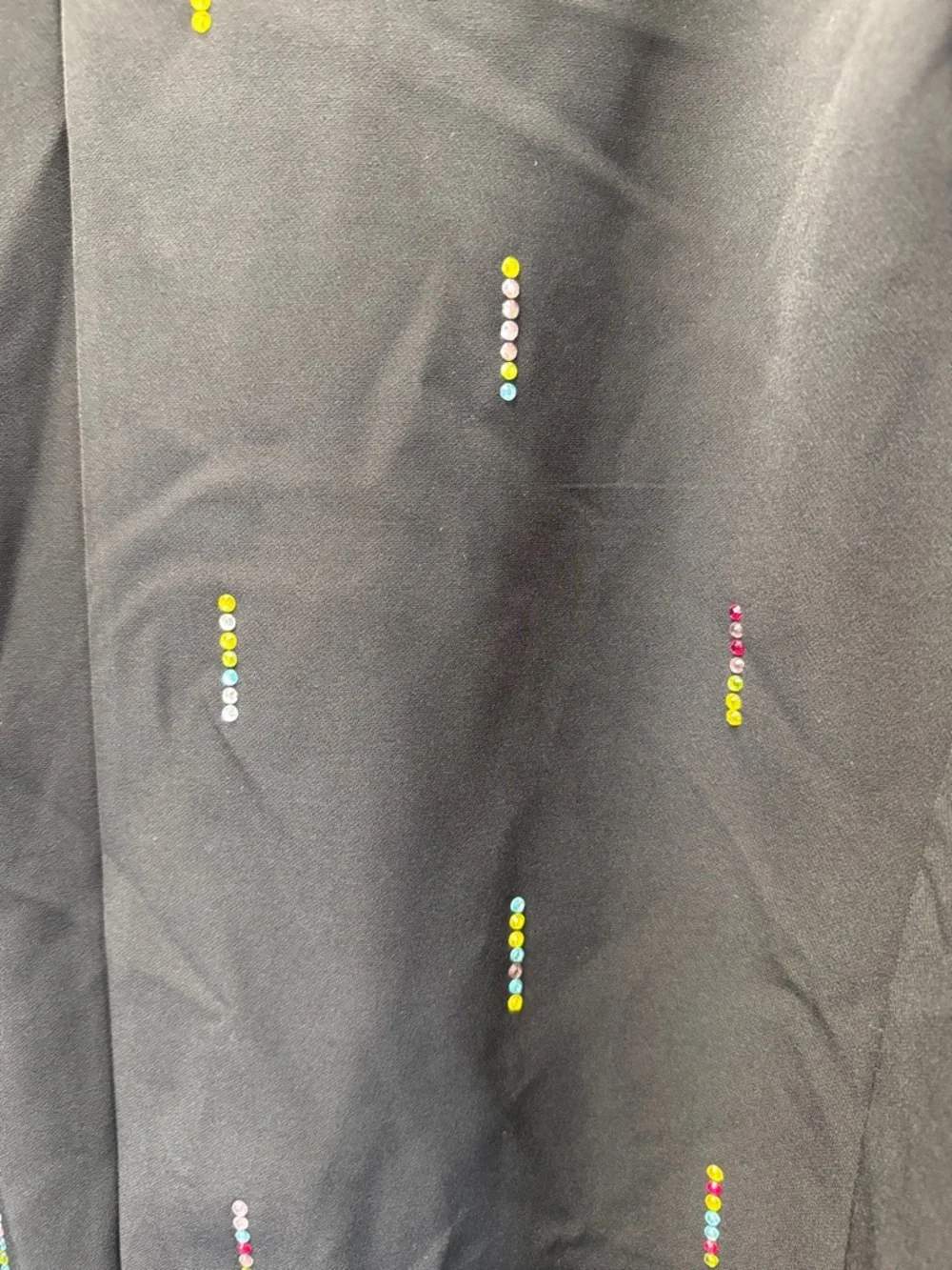 Black‎ Embroidered Notch Lapel Blazer with Multicolor Accents